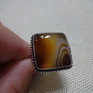 Natural BOTSWANA AGATE Handmade Sterling 925 Ring Size 9.25 #228C